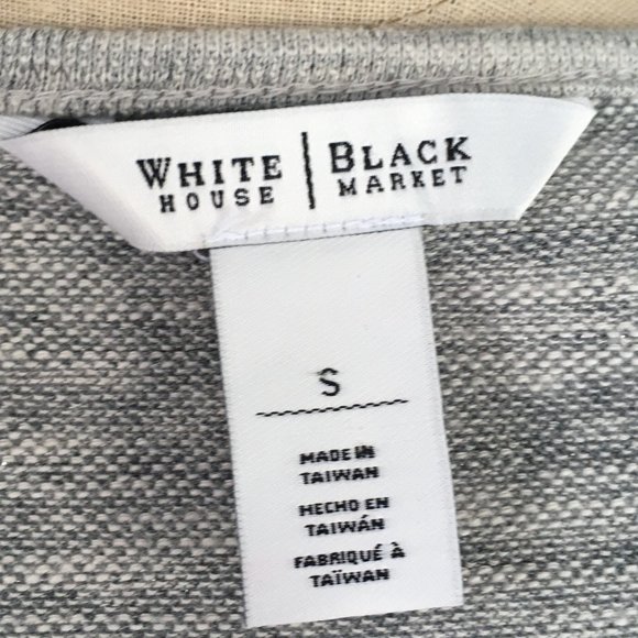 Long sleeve dress heather gray knit drawstring tie WHBM Small sweater dress - Picture 7 of 10